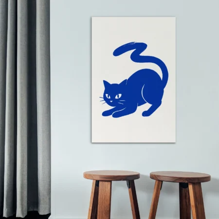 Crouching Cat in Royal Blue