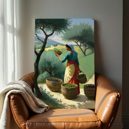 Femme Récoltant des Olives