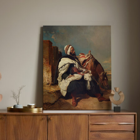 Seated Arab Man with Horse (possibly ca. 1850–58)