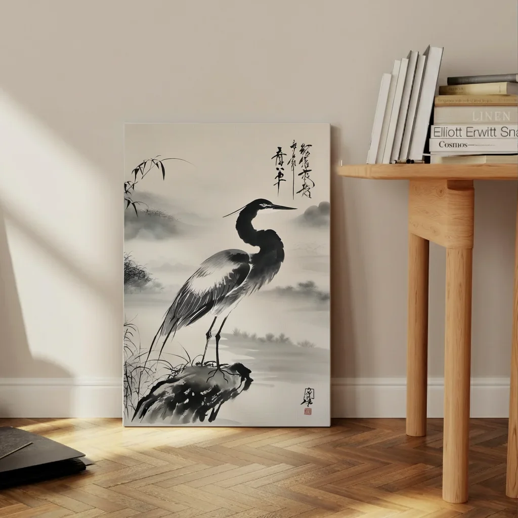 Heron Ink Painting